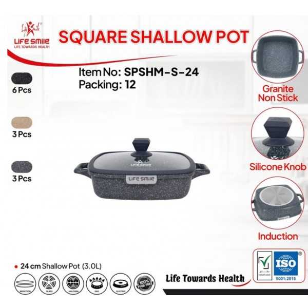 تابه مربع گرانیتی سایز 24 لایف اسمایل مدل SPHM-S-24