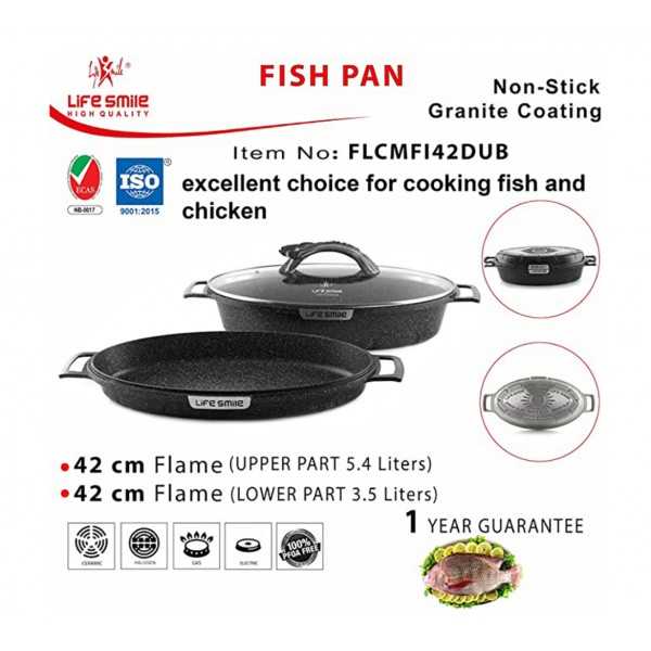 تابه ماهی دابل گرانیت سایز 42 لایف اسمایل مدل SPHM-42-S