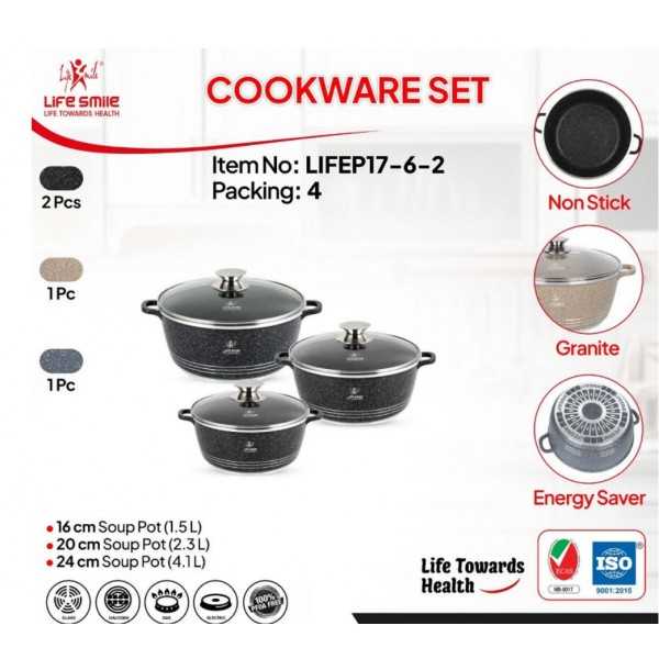 سرویس قابلمه گرانیتی 6 پارچه لایف اسمایل LIFEP17-6-2