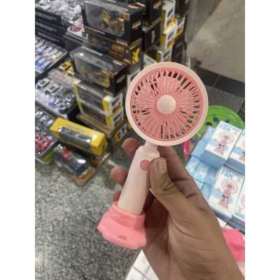 پنکه شارژی دستی طرح ساده صورتی