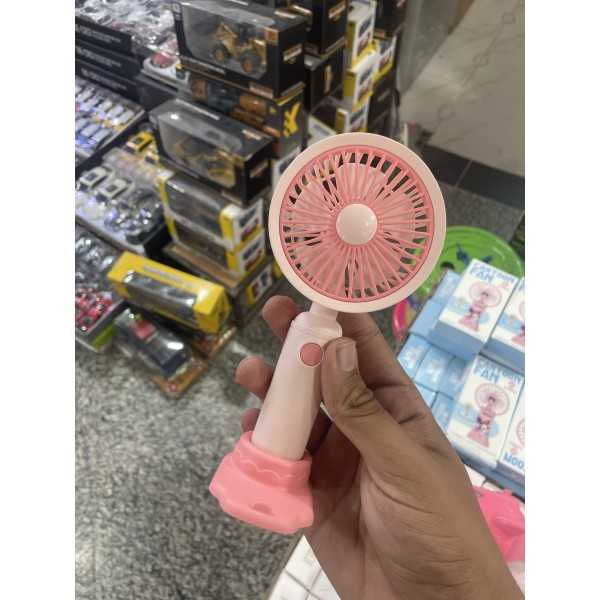 پنکه شارژی دستی طرح ساده صورتی