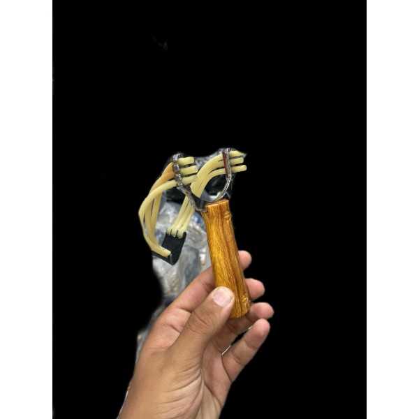 تیرکمان دستی حرفه ای دسته چوبی با 4 کش و نگهدارنده مچ